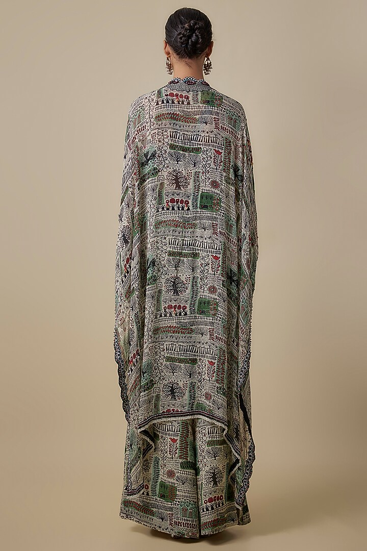 Ivory Crepe Printed A-Line Pant Set by Nupur Kanoi at Pernia's Pop Up Shop