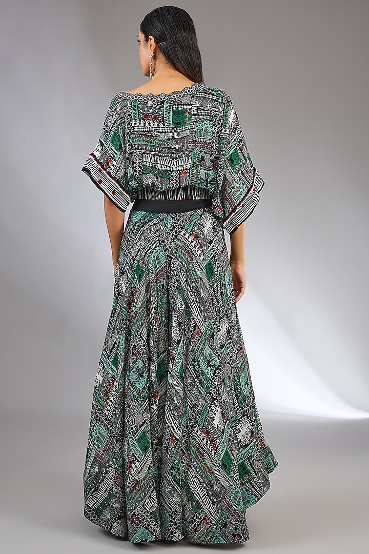 Black Crepe Printed Circular Bridal Sharara Set by Nupur Kanoi at Pernia's Pop Up Shop