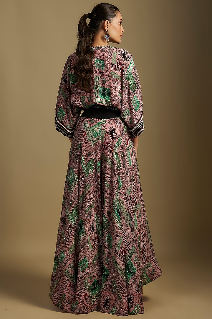 Old Rose Crepe Digital Printed Wedding Lehenga Set by Nupur Kanoi at Pernia's Pop Up Shop