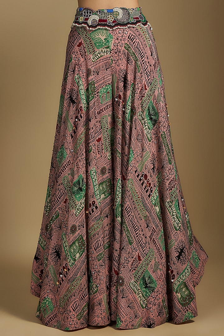 Old Rose Crepe Digital Printed Wedding Lehenga Set by Nupur Kanoi at Pernia's Pop Up Shop