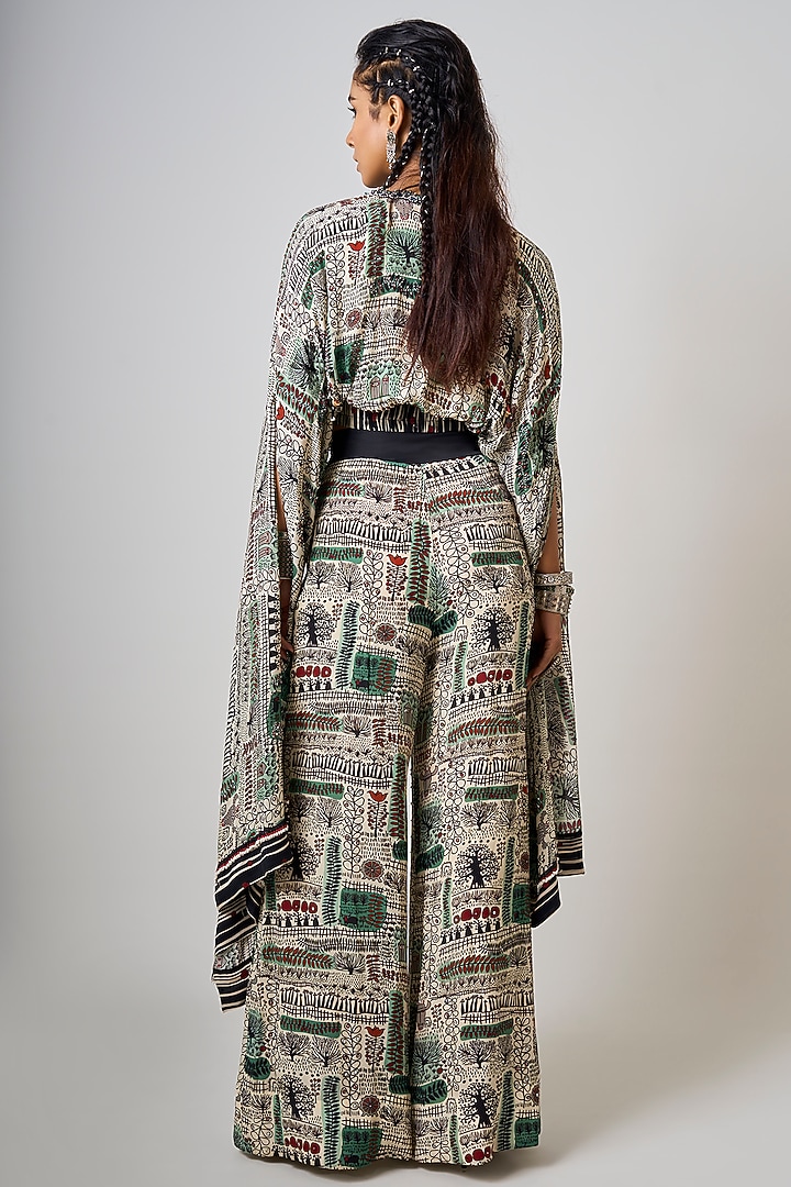 Off-White Crepe Printed & Hand Embroidered Co-Ord Set by Nupur Kanoi at Pernia's Pop Up Shop