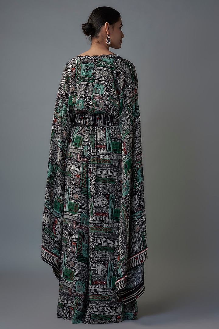 Black Crepe Digital Printed Co-Ord Set by Nupur Kanoi at Pernia's Pop Up Shop