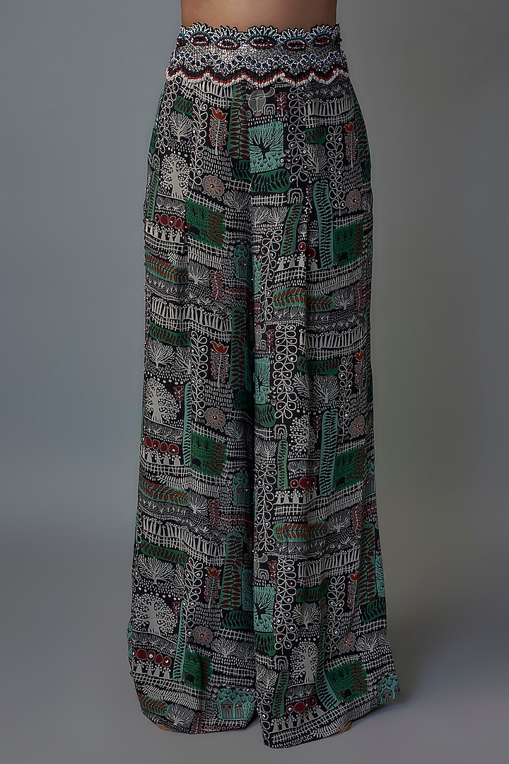 Black Crepe Digital Printed Co-Ord Set by Nupur Kanoi at Pernia's Pop Up Shop