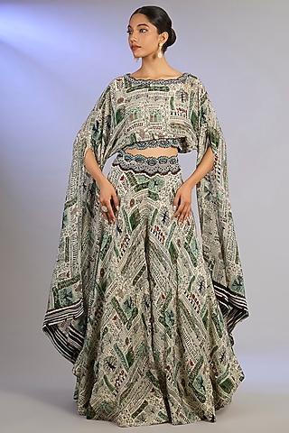 Off-White Crepe Printed Sharara Set by Nupur Kanoi