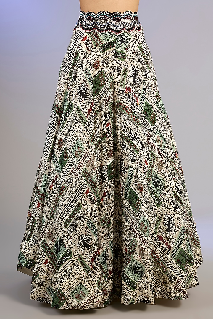 Off-White Crepe Printed Bridal Sharara Set by Nupur Kanoi at Pernia's Pop Up Shop