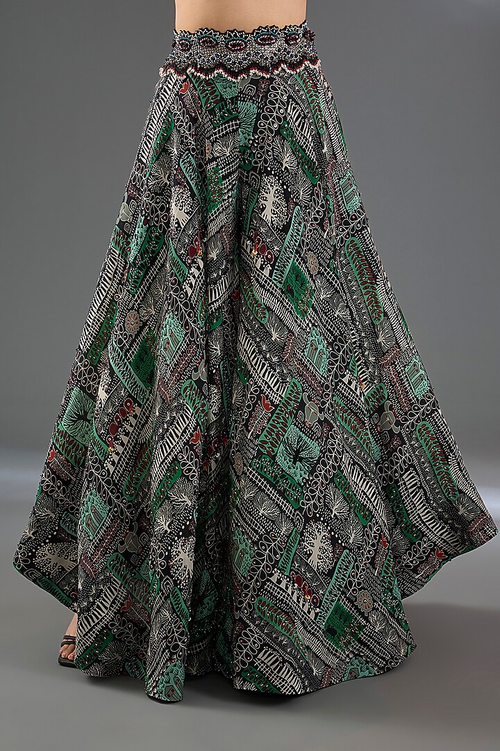Black Bemberg Crepe & Viscose Crepe Printed Bridal Sharara Set by Nupur Kanoi at Pernia's Pop Up Shop