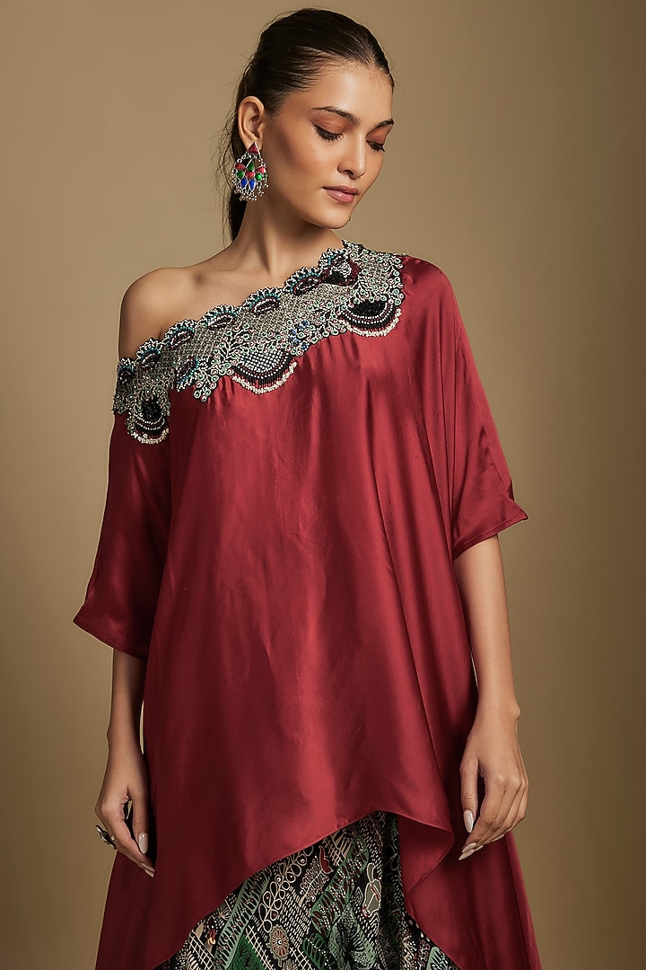 Black Crepe Hand Embroidered & Printed Wedding Lehenga Set by Nupur Kanoi at Pernia's Pop Up Shop