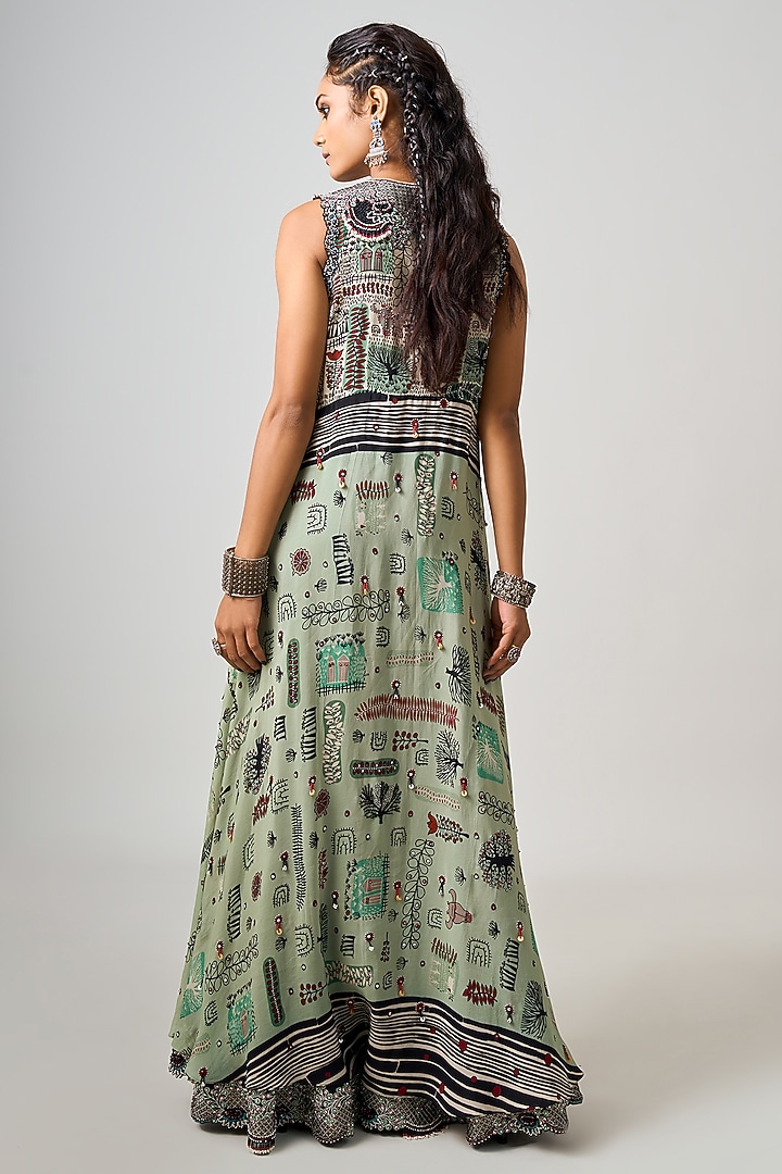 Off-White Crepe Printed Asymmetric Kurta Set by Nupur Kanoi at Pernia's Pop Up Shop