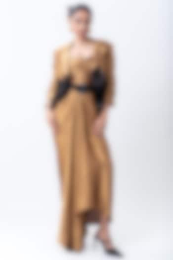 Gold Banarasi Silk Embroidered Jacket Party Wear Dress by Nupur Kanoi at Pernia's Pop Up Shop