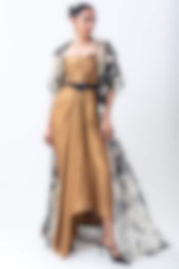 Gold Banarasi Silk & Organza Jacket Party Wear Dress by Nupur Kanoi at Pernia's Pop Up Shop