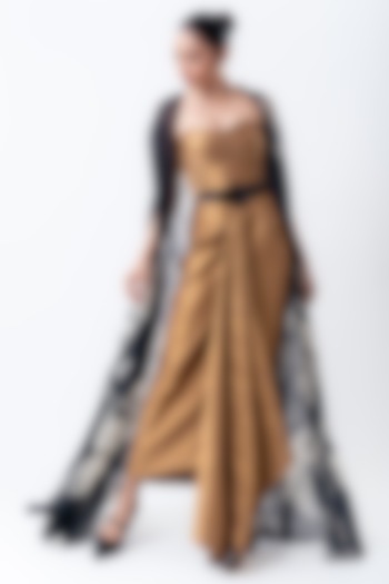 Gold & Black Banarasi Silk Jacket Party Wear Dress by Nupur Kanoi at Pernia's Pop Up Shop