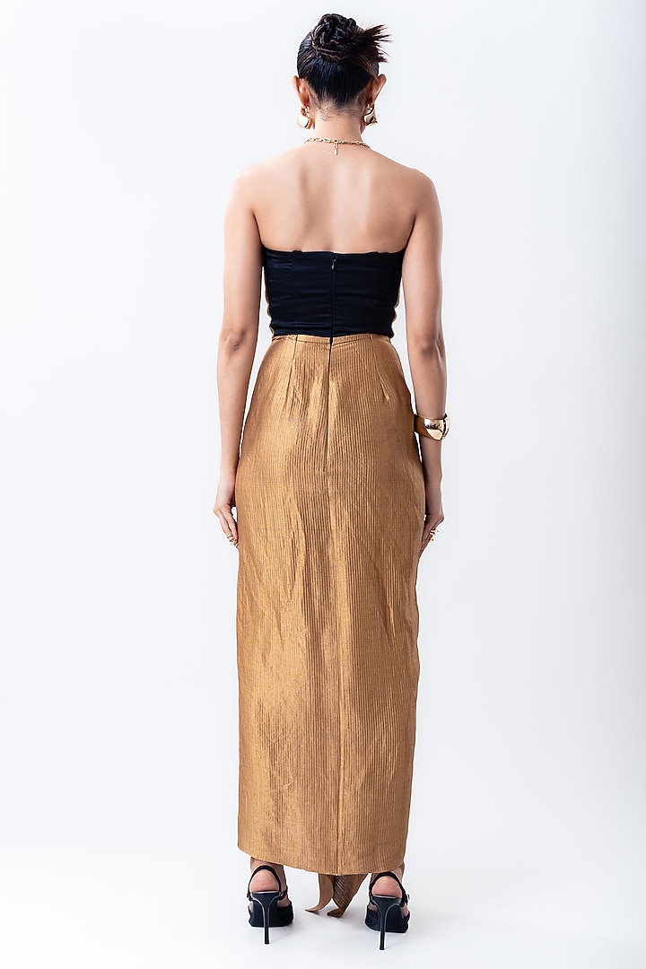 Gold Banarasi Silk Cocktail Dress by Nupur Kanoi at Pernia's Pop Up Shop