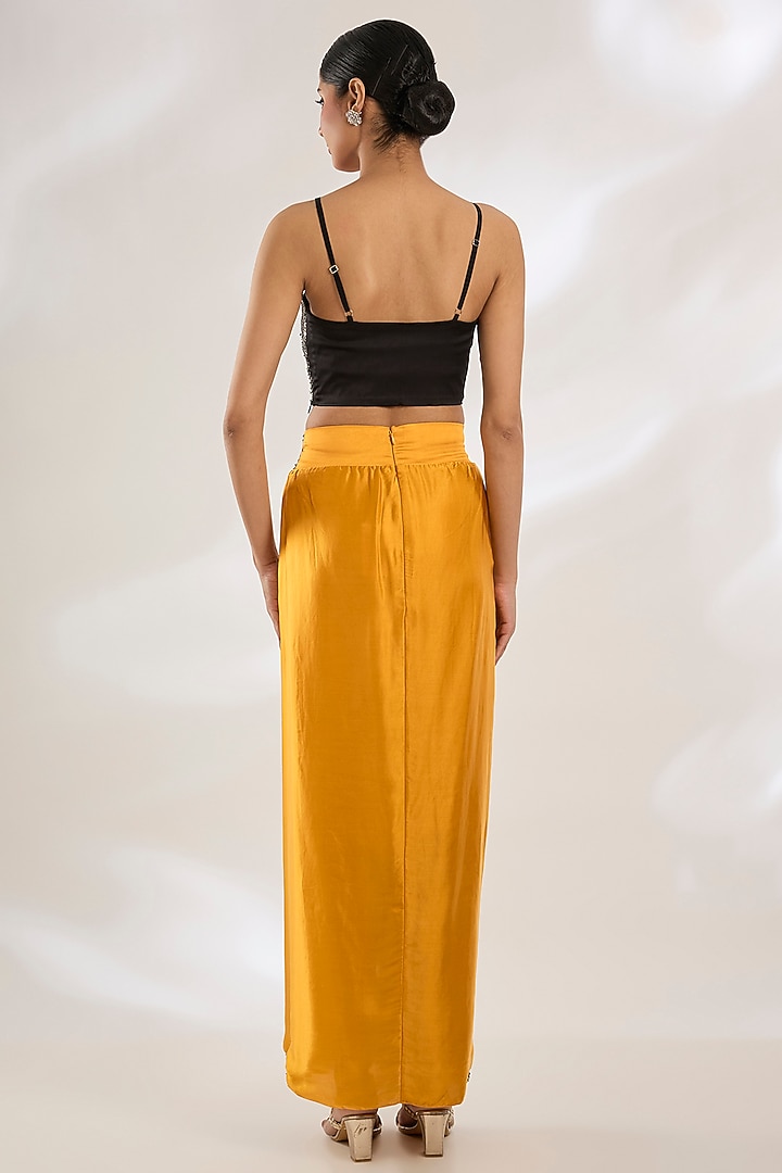 Mustard Georgette Hand Embroidered Cape Set by Nupur Kanoi at Pernia's Pop Up Shop