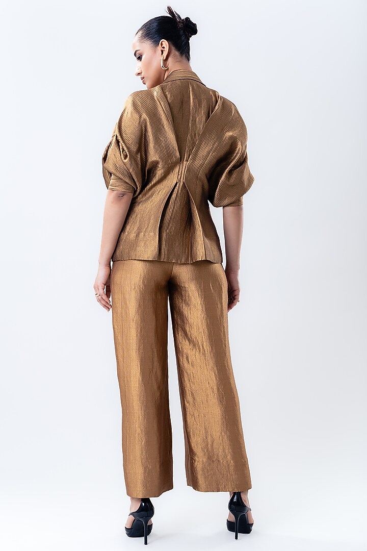 Gold Banarasi Silk Pant Set by Nupur Kanoi at Pernia's Pop Up Shop