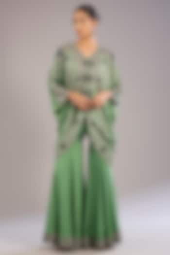 Mint Green Crepe Gharara Set by Nupur Kanoi at Pernia's Pop Up Shop