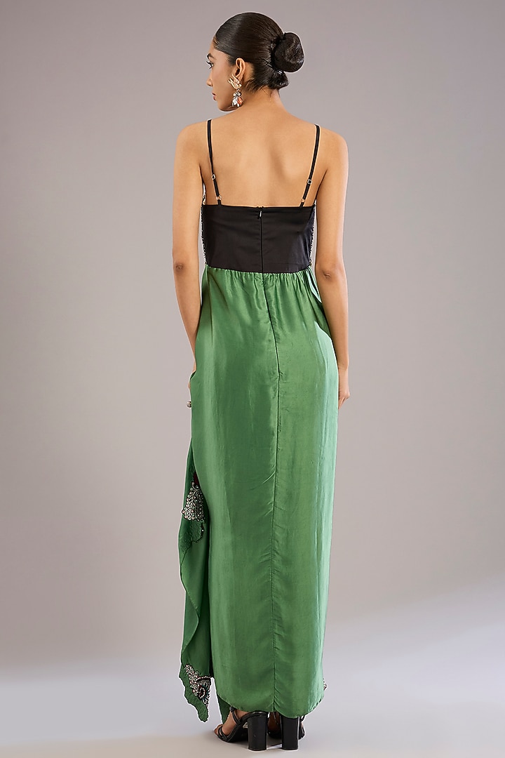 Mint & Black Satin Hand Embroidered Blazer Party Wear Dress by Nupur Kanoi at Pernia's Pop Up Shop