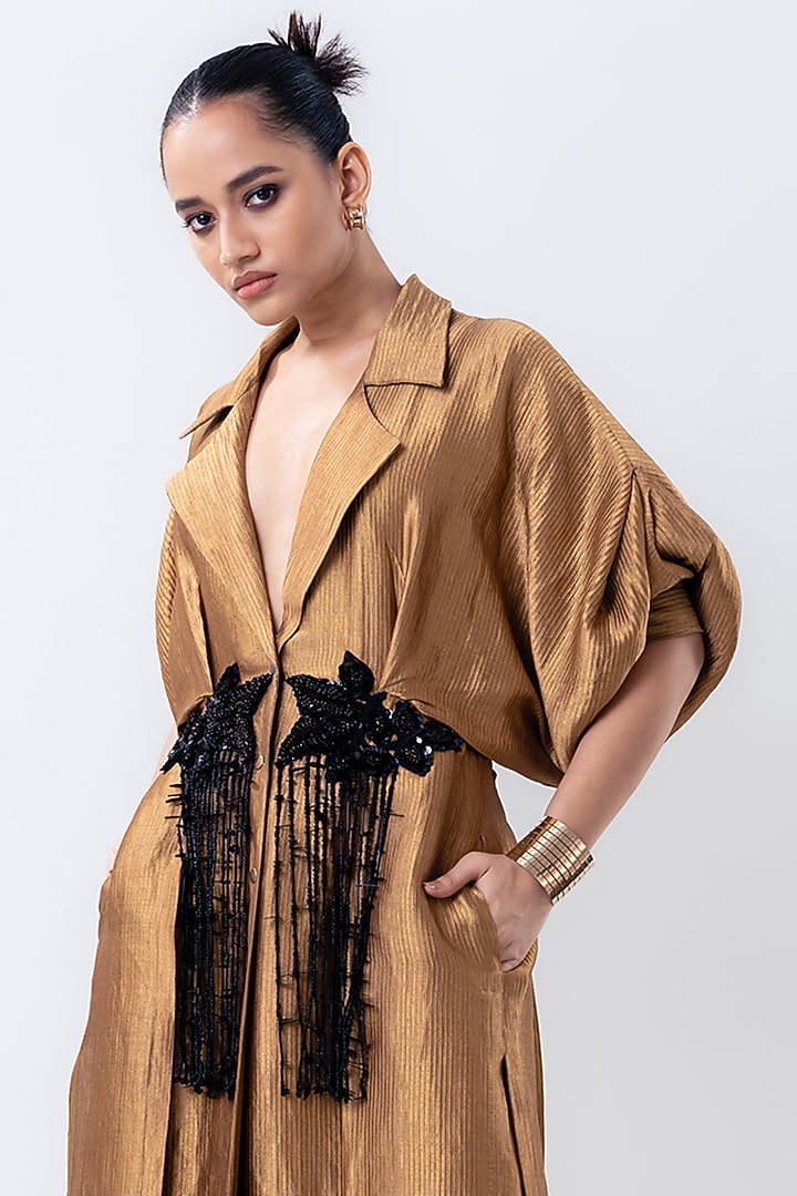 Gold Banarasi Silk Pant Set by Nupur Kanoi at Pernia's Pop Up Shop