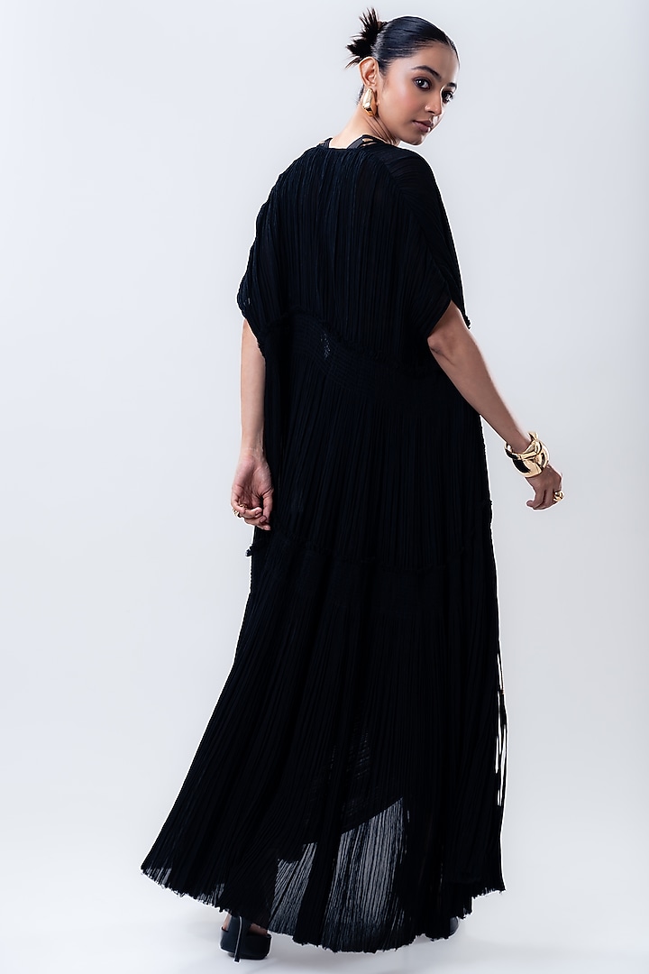 Black Banarasi Silk & Chiffon Jacket Set by Nupur Kanoi at Pernia's Pop Up Shop