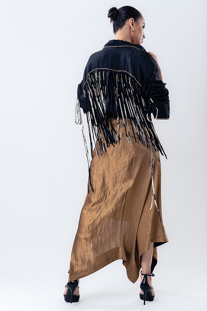 Gold Banarasi Silk Asymmetric Skirt Set by Nupur Kanoi at Pernia's Pop Up Shop