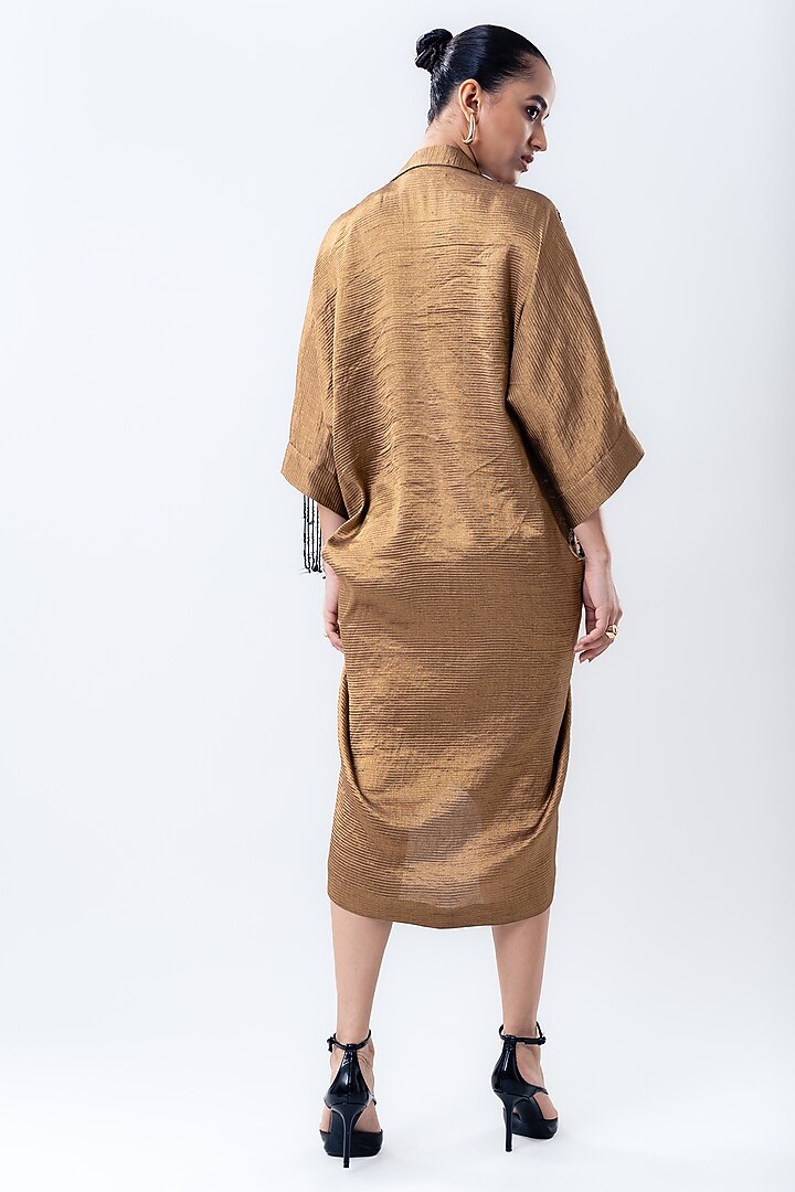 Gold Banarasi Silk Kaftan Cocktail Dress by Nupur Kanoi at Pernia's Pop Up Shop