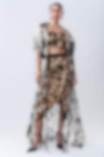 Off-White Organza Printed Jacket Set by Nupur Kanoi at Pernia's Pop Up Shop