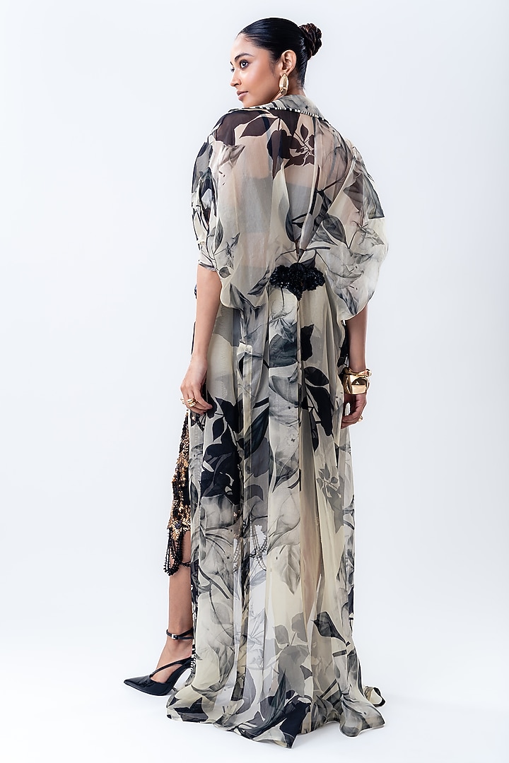 Off-White Organza Printed Jacket Set by Nupur Kanoi at Pernia's Pop Up Shop