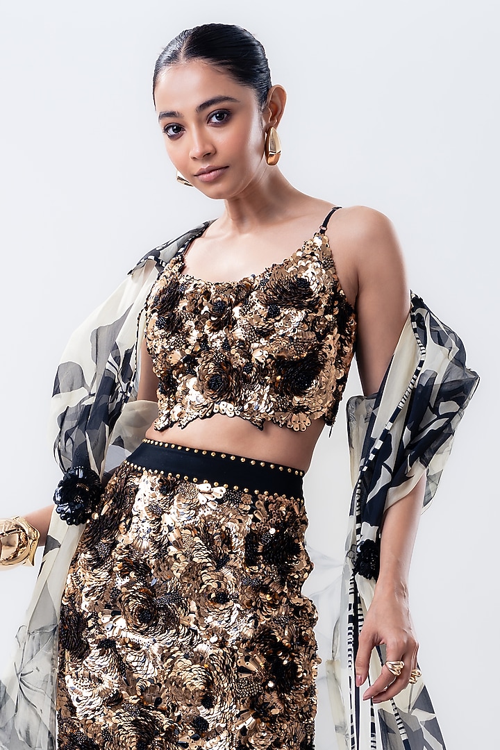 Off-White Organza Printed Jacket Set by Nupur Kanoi at Pernia's Pop Up Shop