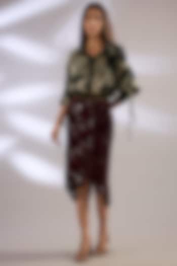 Burgundy Lycra Sequins Pencil Skirt Set by Nupur Kanoi at Pernia's Pop Up Shop