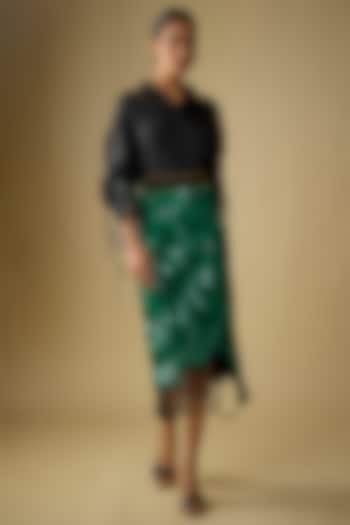 Green Crepe & Lycra Pencil Skirt Set by Nupur Kanoi at Pernia's Pop Up Shop