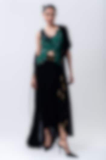 Black Crepe & Lycra Jacket Set by Nupur Kanoi at Pernia's Pop Up Shop