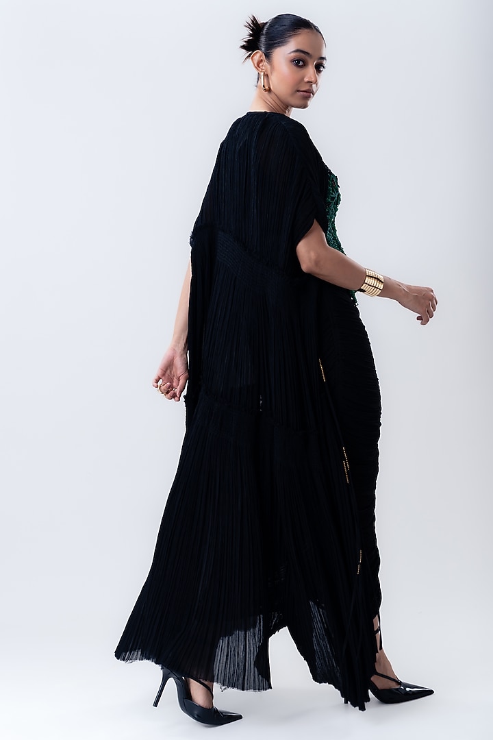 Black Crepe & Lycra Jacket Set by Nupur Kanoi at Pernia's Pop Up Shop