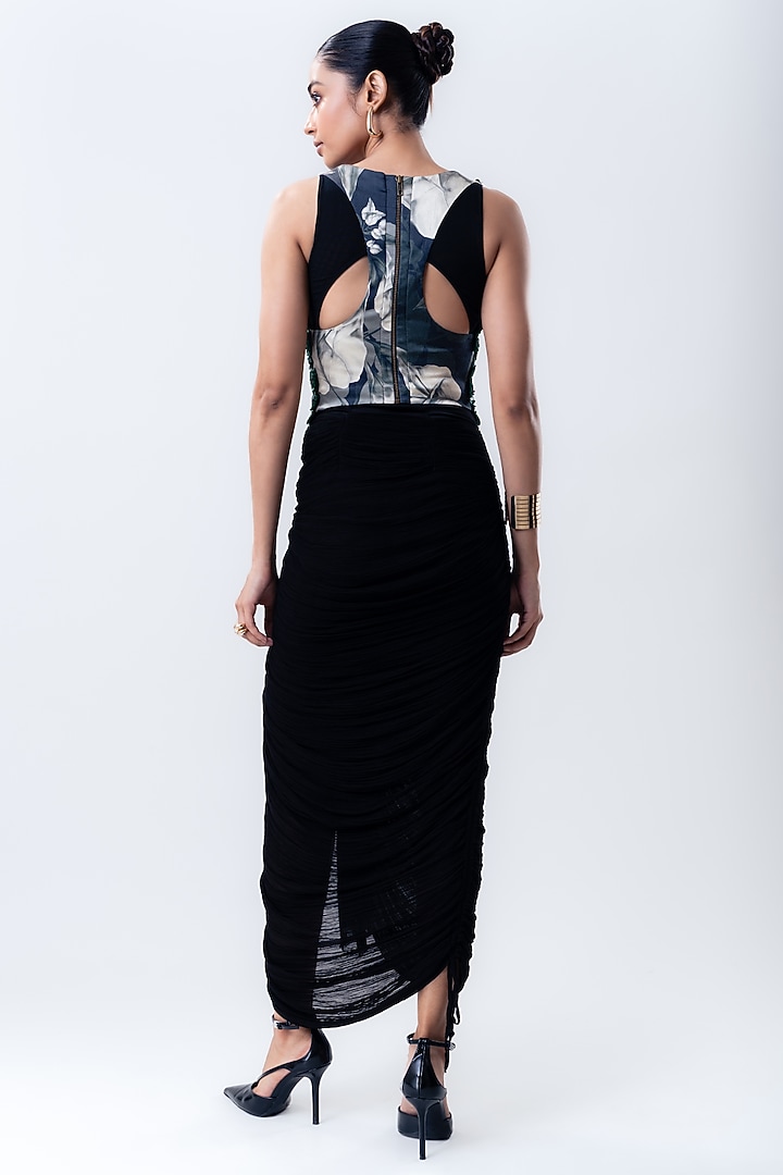 Black Crepe & Lycra Jacket Set by Nupur Kanoi at Pernia's Pop Up Shop
