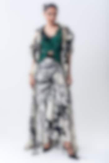 Off-White Organza Printed Jacket Set by Nupur Kanoi at Pernia's Pop Up Shop