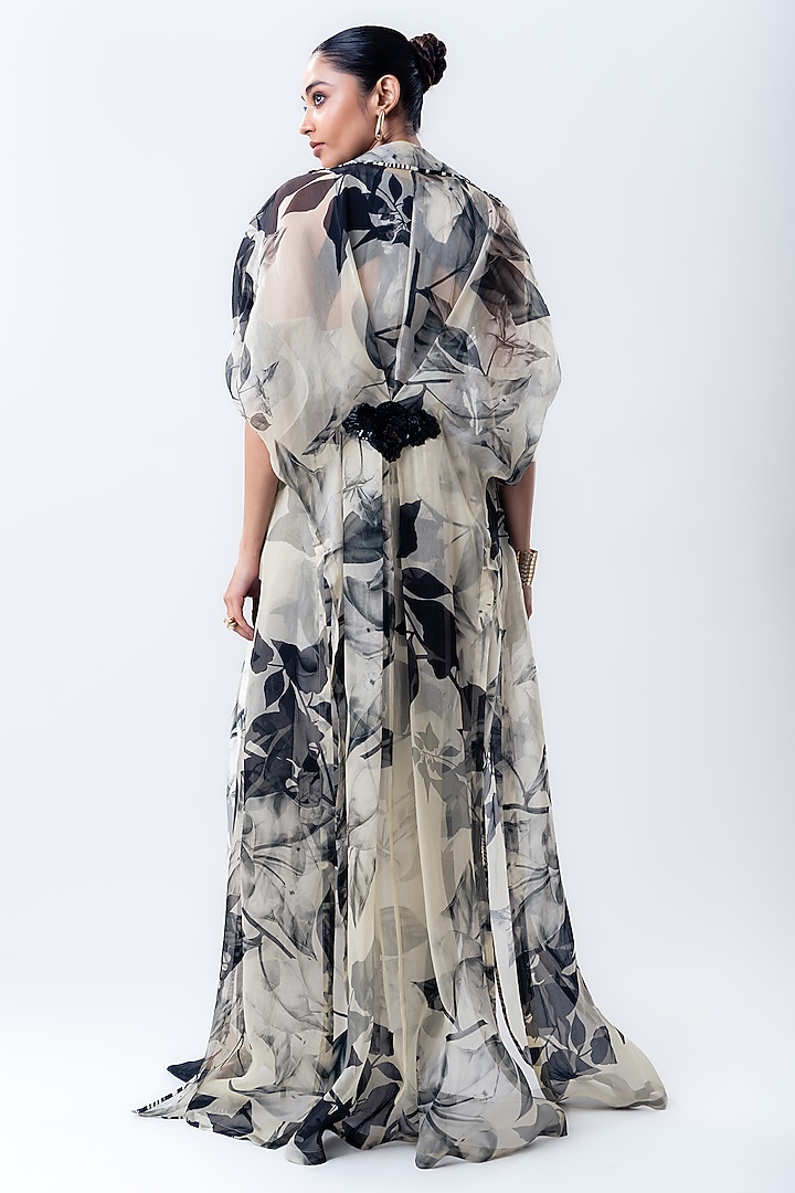 Off-White Organza Printed Jacket Set by Nupur Kanoi at Pernia's Pop Up Shop