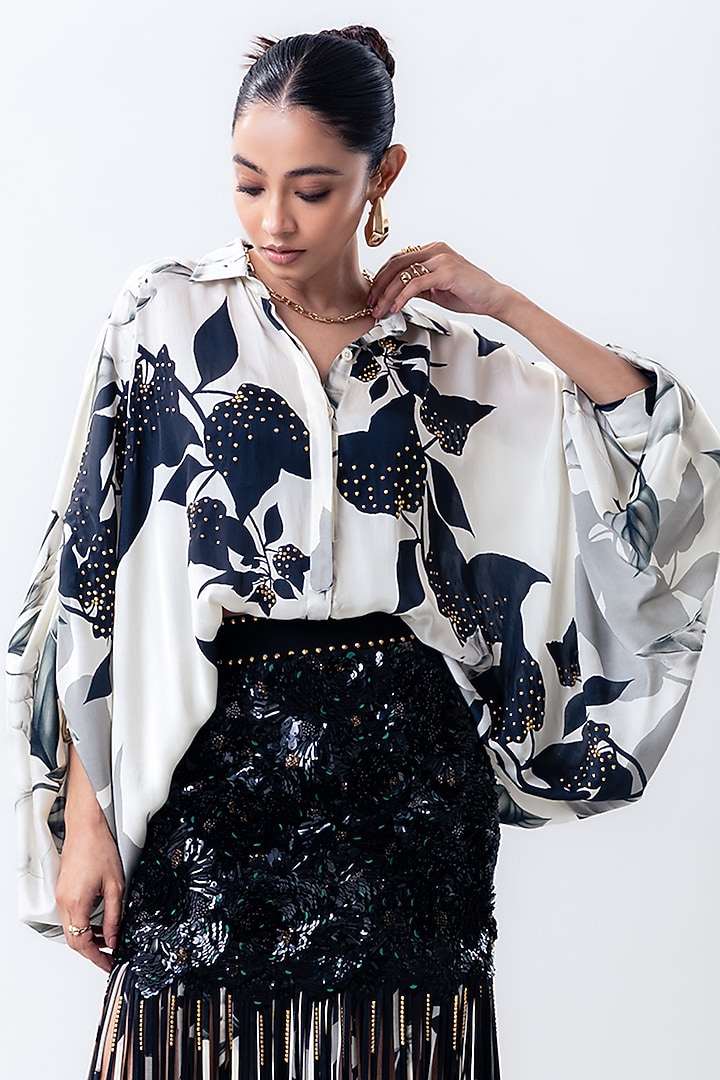 Burgundy Lycra Sequins Embroidered Fringed Skirt Set by Nupur Kanoi at Pernia's Pop Up Shop