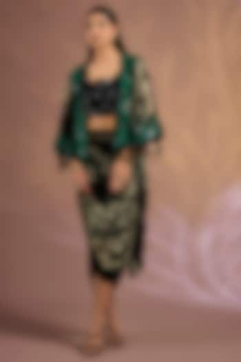 Black Chiffon Printed Cape Set by Nupur Kanoi at Pernia's Pop Up Shop