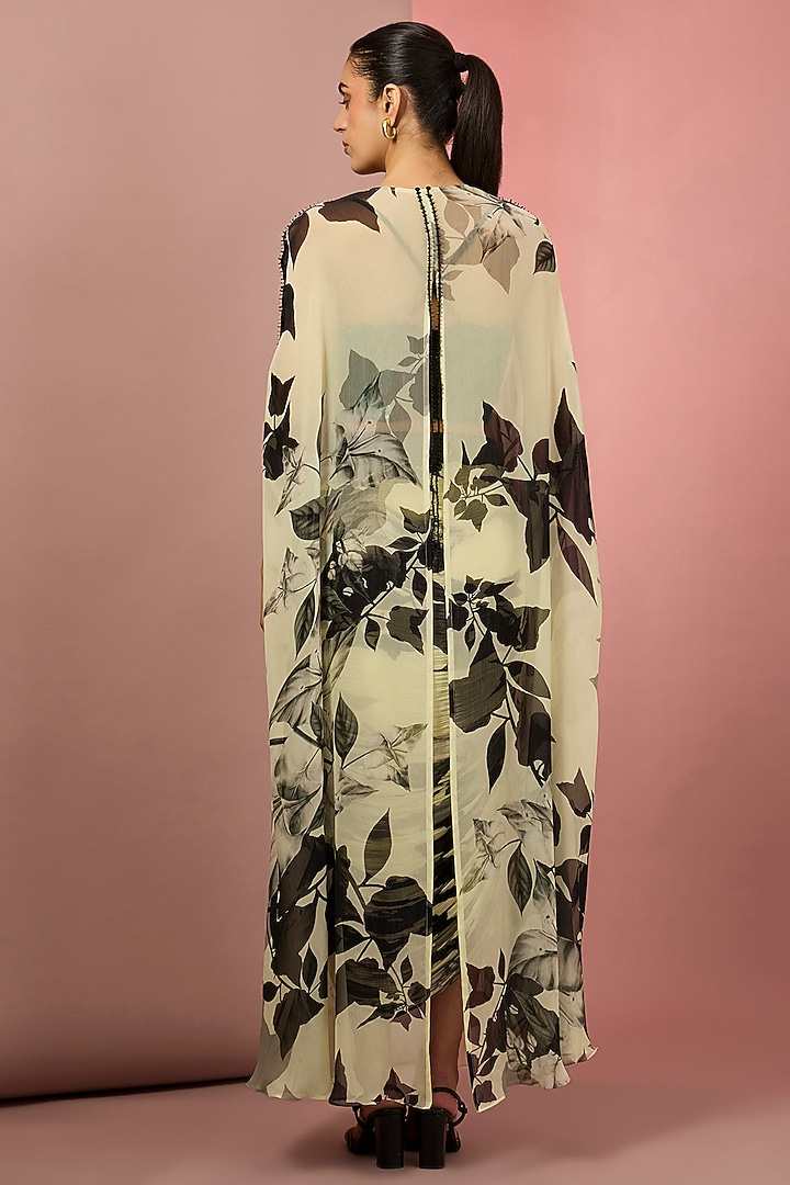 Off-White Chiffon Cape Set by Nupur Kanoi at Pernia's Pop Up Shop