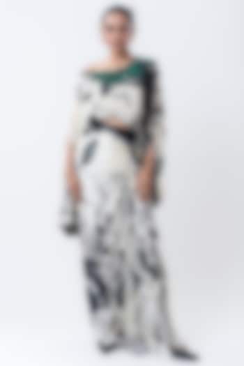 Off-White Crepe & Satin Printed Skirt Set by Nupur Kanoi at Pernia's Pop Up Shop