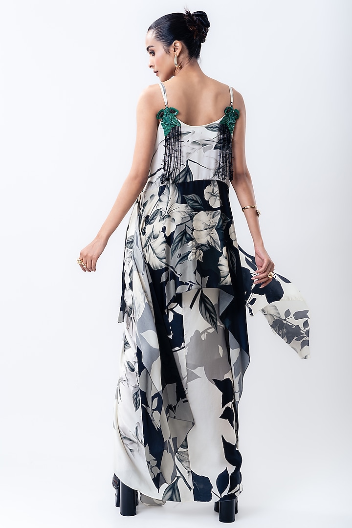 Off-White Satin Printed Skirt Set by Nupur Kanoi at Pernia's Pop Up Shop