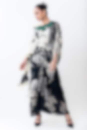 Off-White & Black Crepe Printed Cocktail Dress by Nupur Kanoi at Pernia's Pop Up Shop