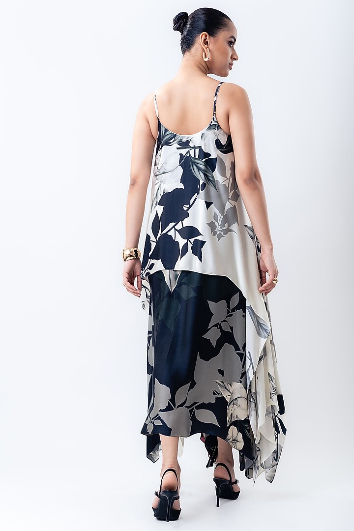 Multi-Colored Satin Printed Maxi Cocktail Dress by Nupur Kanoi at Pernia's Pop Up Shop