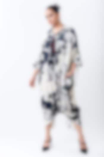 Off-White Silk Printed Shirt Cocktail Dress by Nupur Kanoi at Pernia's Pop Up Shop