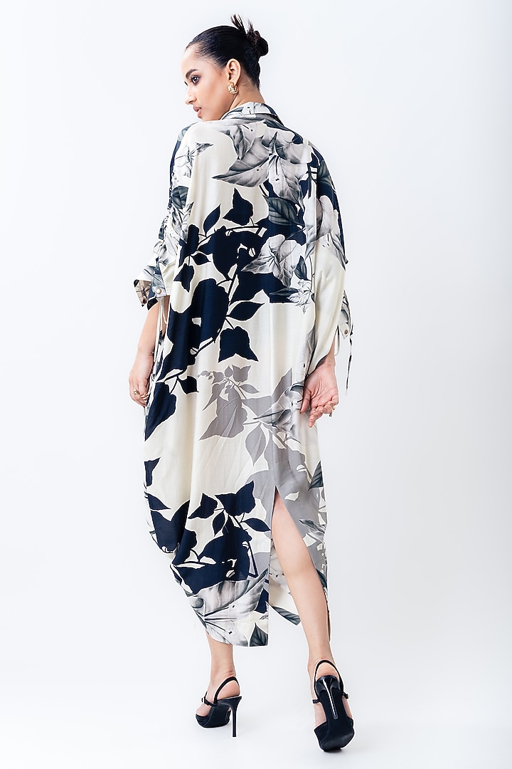 Off-White Silk Printed Shirt Cocktail Dress by Nupur Kanoi at Pernia's Pop Up Shop