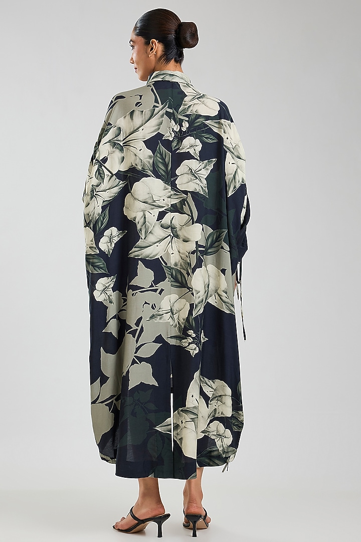 Black Silk Printed Cocktail Shirt Dress by Nupur Kanoi at Pernia's Pop Up Shop