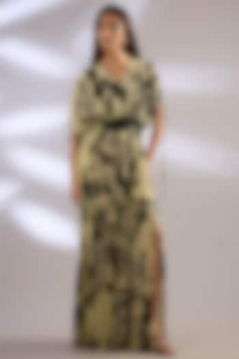 Off-White Chiffon Printed Tiered Maxi Party Wear Dress by Nupur Kanoi at Pernia's Pop Up Shop