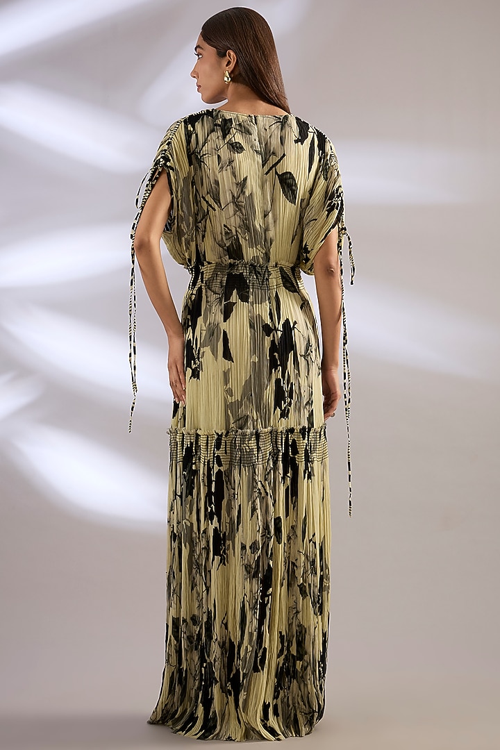 Off-White Chiffon Printed Tiered Maxi Party Wear Dress by Nupur Kanoi at Pernia's Pop Up Shop