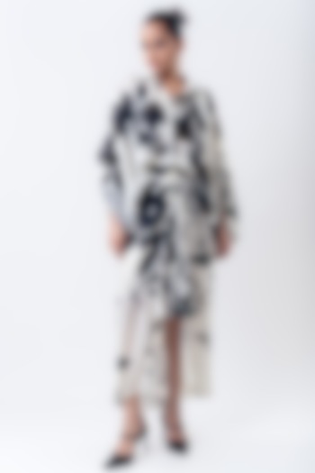 Off-White Satin Printed Skirt Set by Nupur Kanoi at Pernia's Pop Up Shop