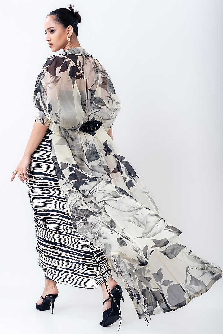 Off-White Organza Printed Jacket Set by Nupur Kanoi at Pernia's Pop Up Shop