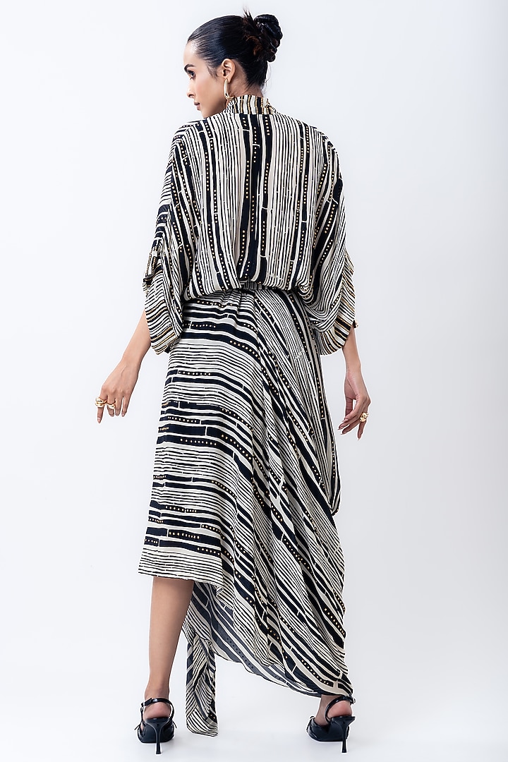 Multi-Colored Crepe Striped Kaftan Dress by Nupur Kanoi at Pernia's Pop Up Shop
