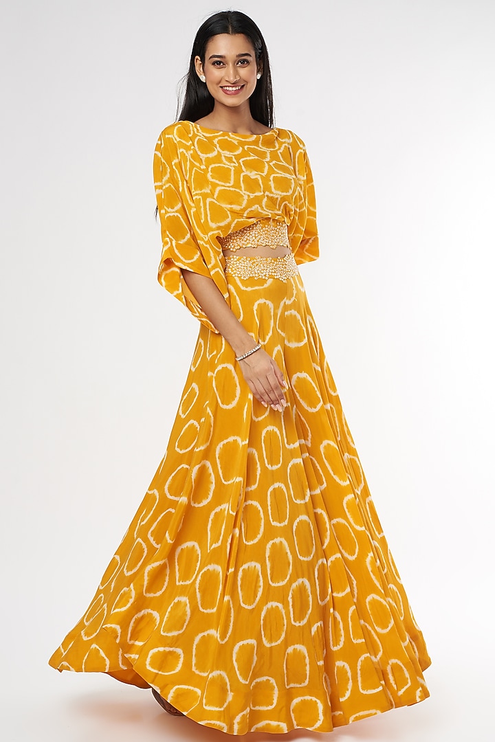 Mustard Printed Wedding Sharara Set by Nupur Kanoi at Pernia's Pop Up Shop